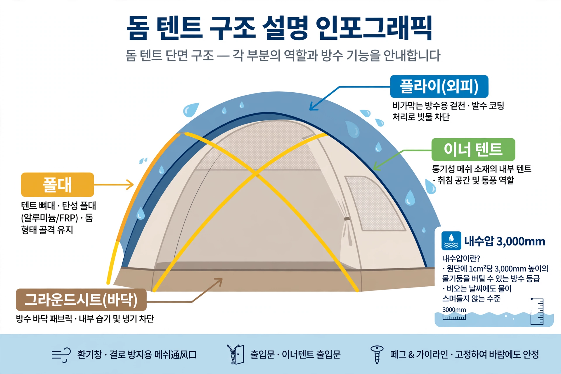 돔 텐트 구조 설명 인포그래픽